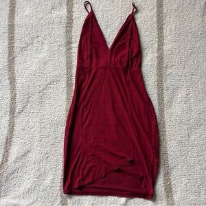 Sultry deep wine red strappy bodycon mini dress from Windsor